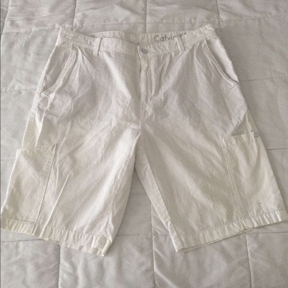 White Calvin Klein shorts